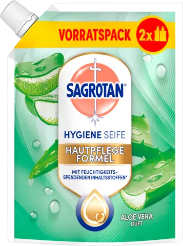 Sanft zur Haut flüssige Handseife Nachfüllbeutel Aloe-Vera von SAGROTAN