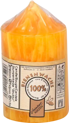 Stumpenkerze Struktur Honig 80 x 45 mm von STEINHART