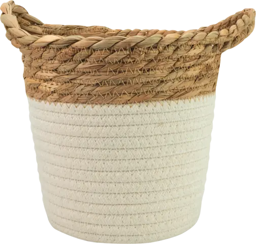 Aufbewahrungskorb Baumwolle-Stroh natur/weiß von JEAN & LEN