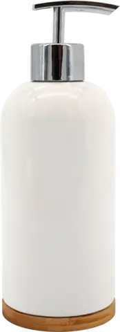 Seifenspender Keramik mit Bambusboden weiß von DIV.SAISONMARKEN