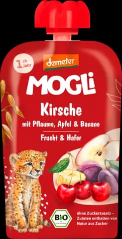 Bio Demeter Quetschie Kirsche mit Pflaume, Apfel & Banane ab 1 Jahr von MOGLI