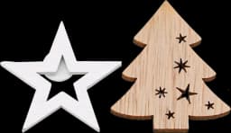 Geroma Streuornamente Holz mit Klebepunkt sortiert 12ST von RODERMUND