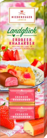 Pralinen Landglück Erdbeer-Rhabarber in Vollmilch-Schokolade von NIEDEREGGER
