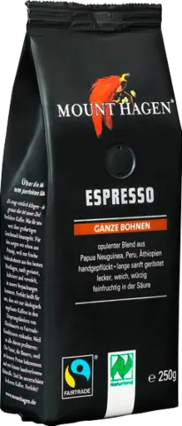 Bio Espresso ganze Bohne von MOUNT HAGEN