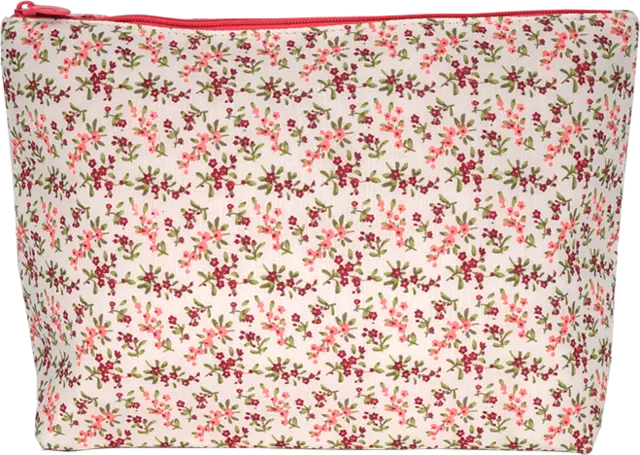 Kulturtasche Polyester creme mit Blumenmuster rosa/rot von SOAPLAND