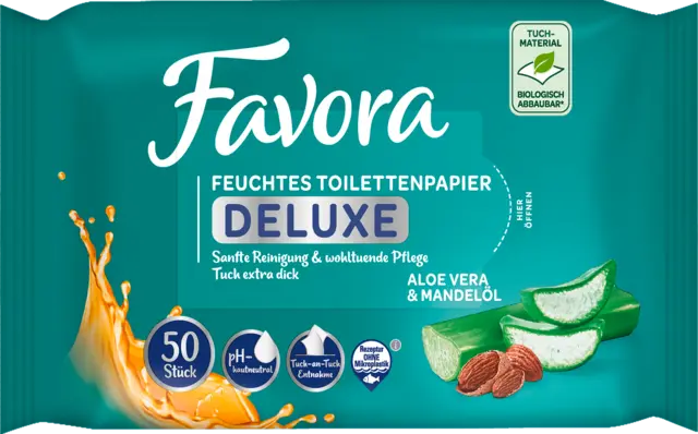 Feuchtes Toilettenpapier Deluxe Aloe Vera & Mandelöl von FAVORA