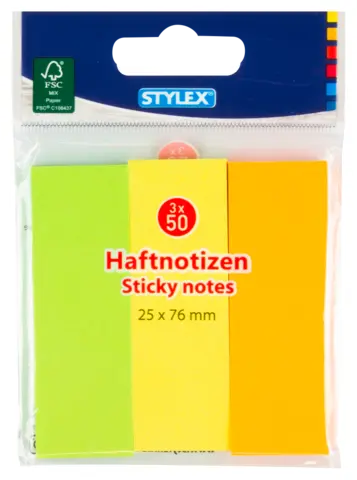 Haftnotiz 25 x 76mm farbig von STYLEX