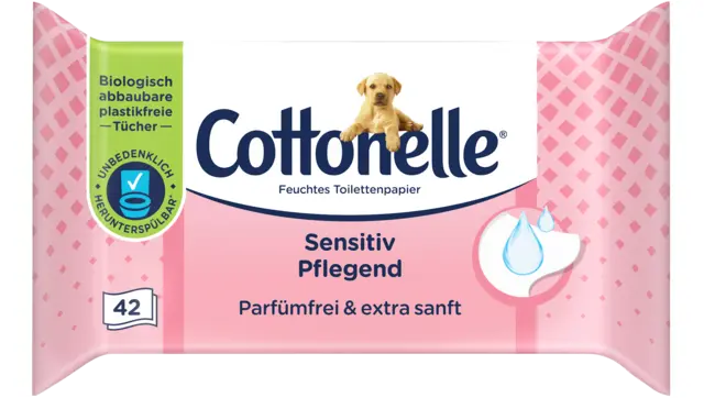 Feuchtes Toilettenpapier Sensitiv Pflegend Extra sanft & parfümfrei von COTTONELLE