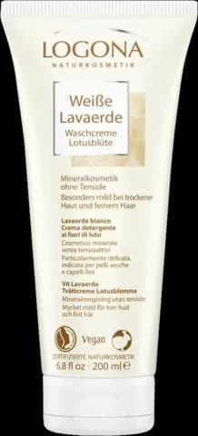 Weiße Lavaerde Waschcreme Lotusblüte von LOGONA