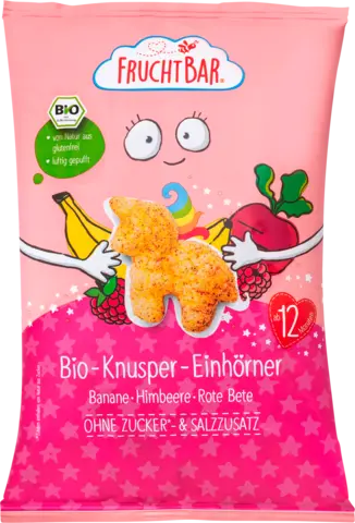 Bio Knusper-Einhörner Banane, Himbeere, Rote Bete von FRUCHTBAR