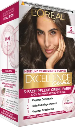 Excellence 3-fach Pflege Creme Farbe 3 Dunkelbraun von EXCELLENCE