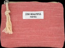 Schminktasche Stay Beautiful Cotton/Leinen altrosa von SOAPLAND