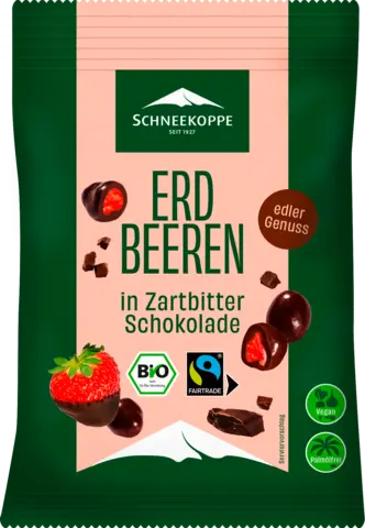Bio Erdbeeren in Zartbitterschokolade vegan von SCHNEEKOPPE