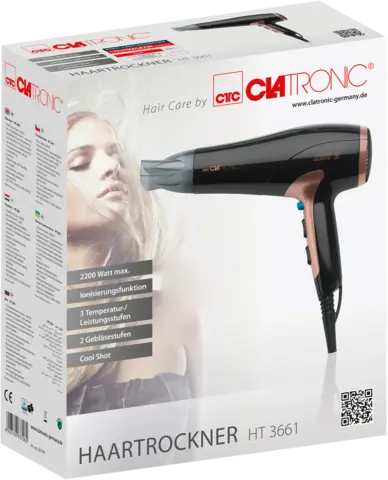 Haartrockner Ionic schwarz/kupfer 2200 Watt HT 3661 von CTC