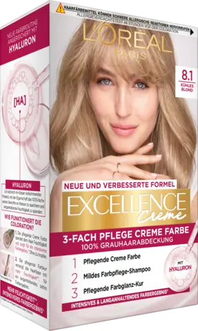 Excellence 3-fach Pflege Creme Farbe 8.1 Kühles Blond von EXCELLENCE