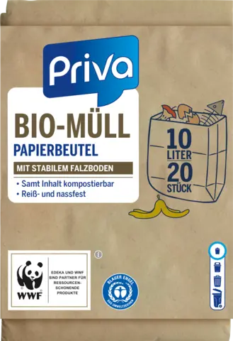 Bio-Müll Papierbeutel 10 Liter von PRIVA