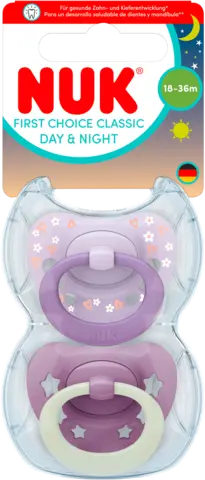 Silikon-Schnuller First Choice Classic Day&Night 18-36 Monate von NUK