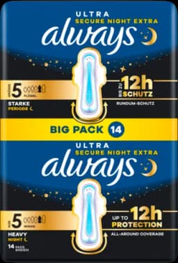 Damenbinden Ultra Secure Night Extra mit Flügeln Bigpack Gr.5 von ALWAYS
