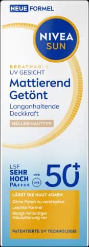 Sun Breathable UV Gesicht Mattierend Getönt Heller Hauttyp LSF50+ von NIVEA