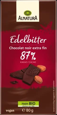 Bio Edelbitter-Schokolade 87 % Kakao von ALNATURA