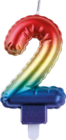 Zahlengeburtstagskerze 2 3-fach rainbow von TIB