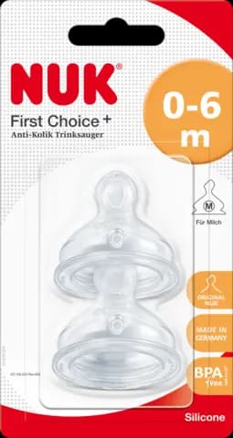 First Choice,Trinksauger, Silikon,2 Stück, Größe 1 M von NUK