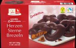 Weiche Lebkuchen Herzen Sterne Brezeln Zartbitter von WEISS