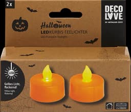 LED Kürbis-Teelichter orange 3,5 x 4,5 cm von HEITMANN