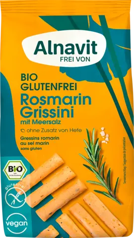 Bio Rosmarin Grissini mit Meersalz von ALNAVIT