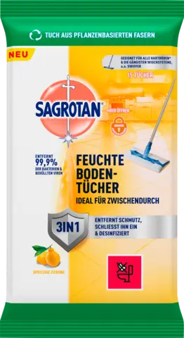 Feuchte Bodenreinigungstücher 3 in 1 von SAGROTAN