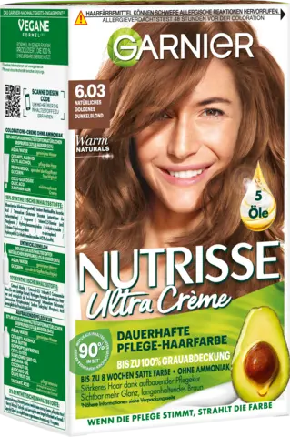 Nutrisse Haarfarbe 6.03 Natürliches Goldenes Dunkelblond von GARNIER NUTRISSE