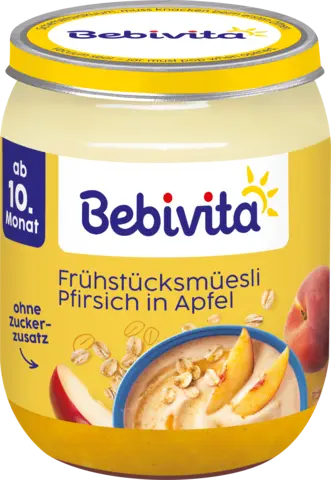Bio Frühstücksmüesli Pfirsich in Apfel ab 10. Monat von BEBIVITA