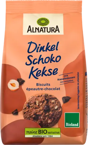 Bio Dinkel Schoko Kekse mit Haselnüssen von ALNATURA