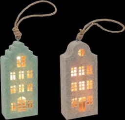 Kanalhaus-Hängeleuchte beige/grüner Filz LED 2-fach von DIV.SAISONMARKEN