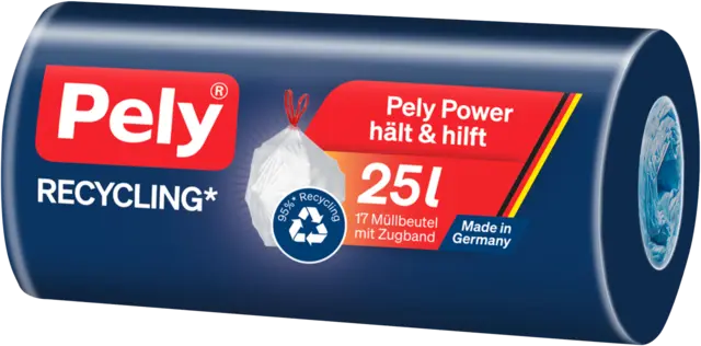Müllbeutel Recycling 25l mit Zugband von PELY