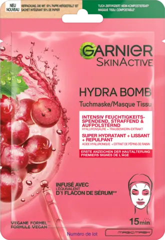 Skin Active Hydro Bomb Tuchmaske AntiAge Traube von GARNIER