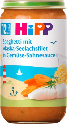 Spaghetti mit Alaska-Seelachsfilet in Gemüse-Sahnesauce ab 12. Monat von HIPP