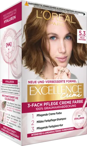 Excellence 3-fach Pflege Creme Farbe 5.3 Helle Kastanie von EXCELLENCE