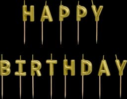Geburtstagskerze Happy Birthday gold 2,5 cm von DIV.SAISONMARKEN