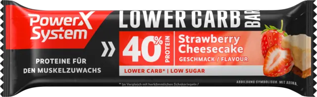 Lower Carb Bar Strawberry Cheesecake Geschmack von POWER SYSTEM