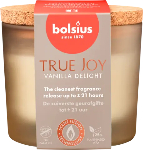 Duftkerze Vanilla Delight mit Korkdeckel elfenbein von BOLSIUS