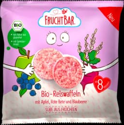 Bio Reiswaffeln mit Apfel Rote Bete und Blaubeere von FRUCHTBAR