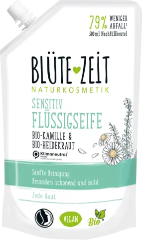 Nachfüllbeutel sensitiv Flüssigseife - Bio-Kamille & Bio-Heidekraut von BLÜTEZEIT