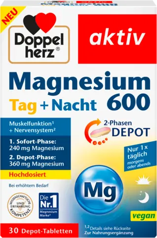 Magnesium 600 Tag + Nacht 2 Phasen-Depot von DOPPELHERZ
