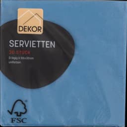 Servietten himmelblau 3lg.33x33 30ST von DEKOR