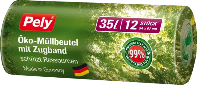 Öko-Müllbeutel mit Zugband 35 l von PELY
