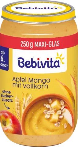 Bio Apfel Mango mit Vollkorn ab 6. Monat von BEBIVITA