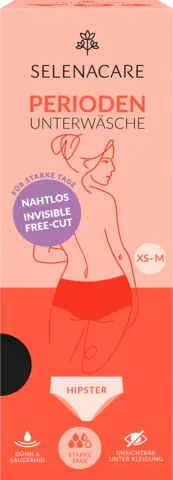 Menstruationsunterwäsche Hipster Invisible Free-Cut starke Tage Gr.XS-M von SELENACARE