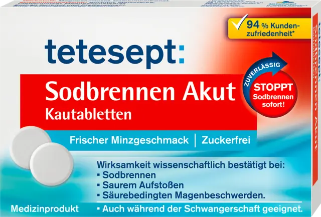 Sodbrennen Akut Kautabletten von TETESEPT