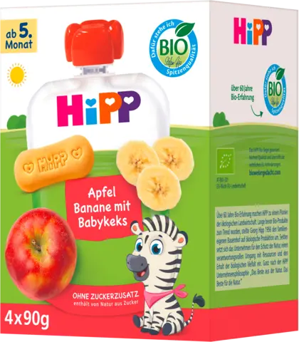 Bio Frucht & Getreide Apfel-Banane mit Babykeks nach 4. Monat - Vorteilspack von HIPP